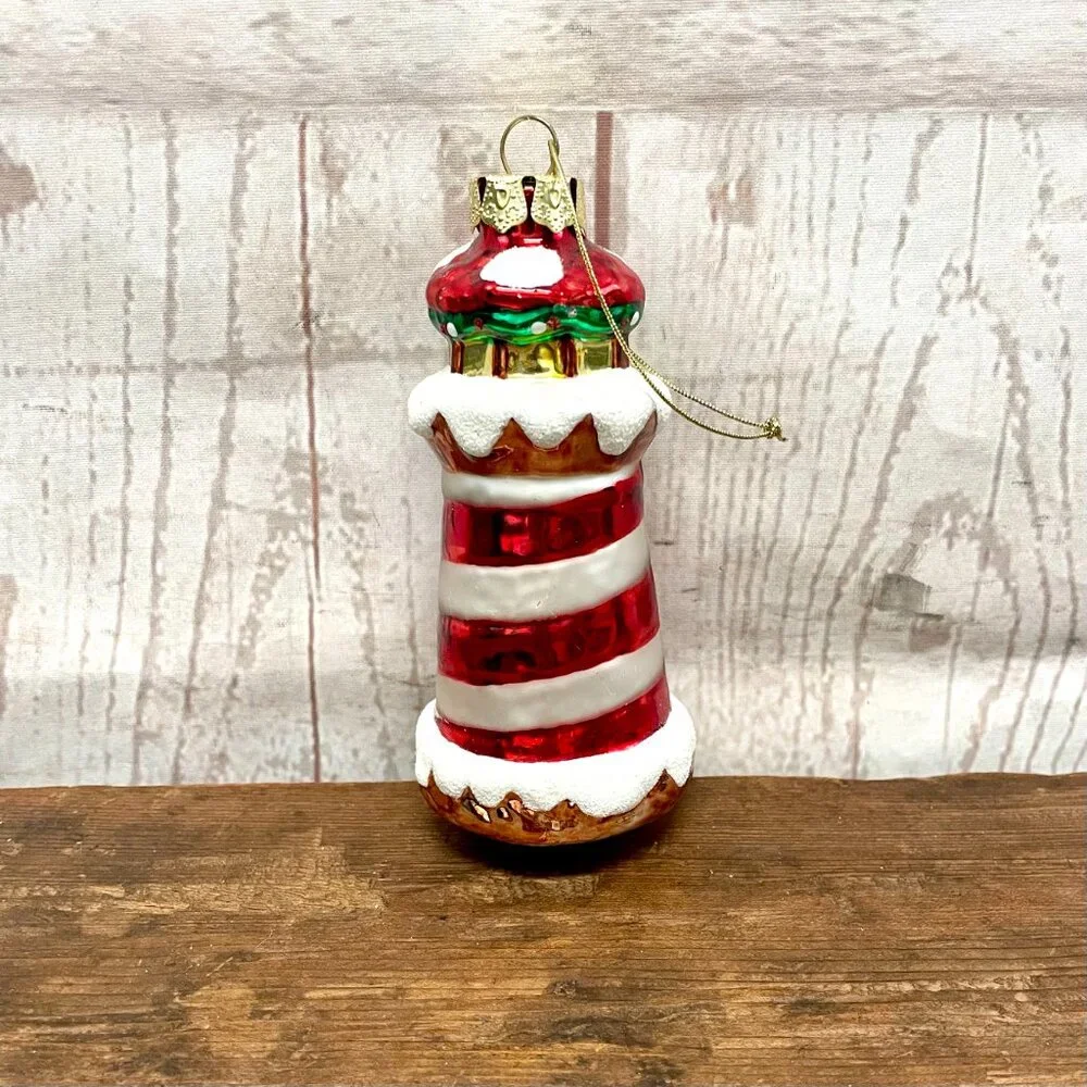 Lighthouse Glass Christmas Ornament